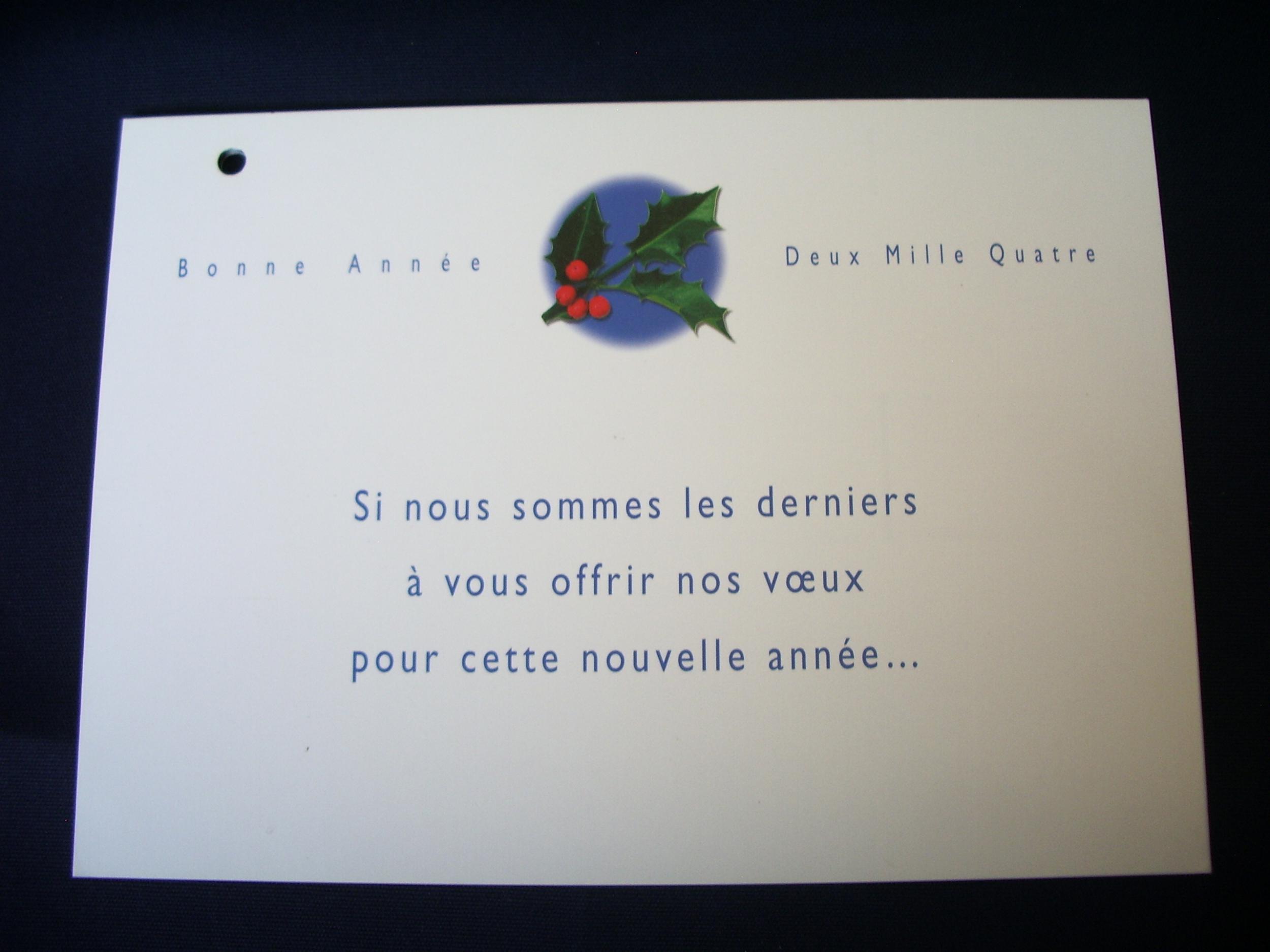 VOEUX MAISON BLEUE 2004